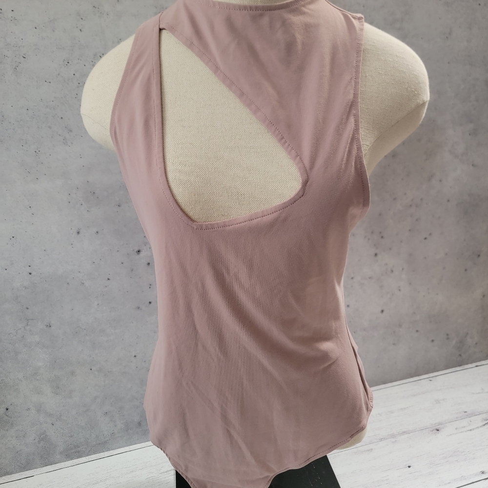 Free People Pink Cut Out Tank Bodysuit